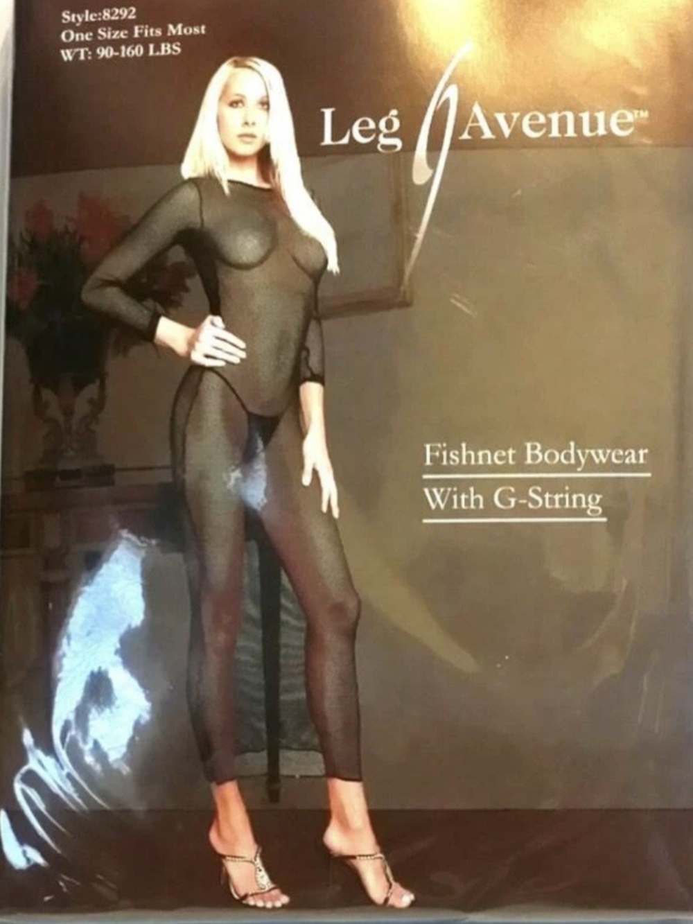 Leg Avenue Black Sheer Fishnet Bodysuit with G-String